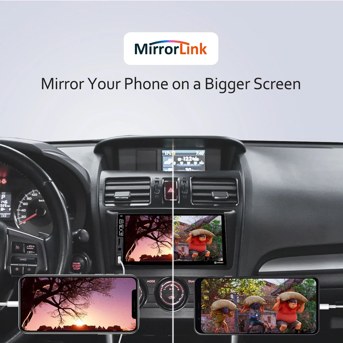 Double Din Car Stereo Bluetooth - Processor 7 Inch IPS Touch Display Car Radio Multimedia Player with Complimentary Backup Camera Compatiable with Apple Carplay, Android Auto, Mirror Link