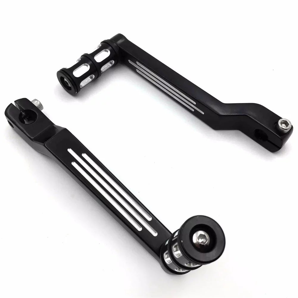 HTT- Style 009C- Motorcycle Black Aluminum Heel Toe Shift Levers/Gear Shift Pedal Levers w/ Shifter Pegs For Harley Davidson Fat Boy FLSTF 1980 and later