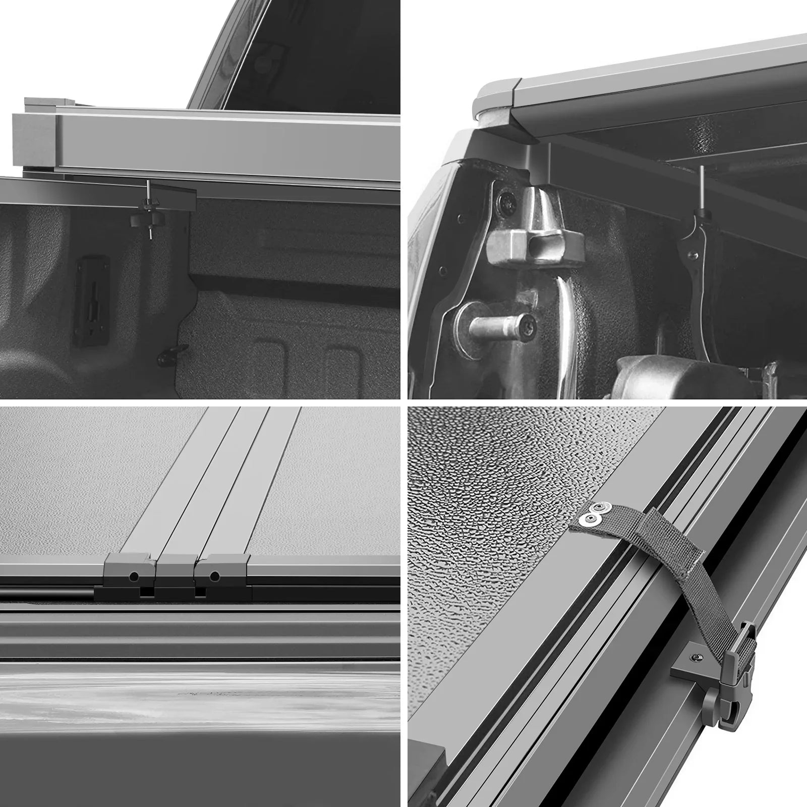 Kikito Professional FRP Hard Tri-Fold Truck Bed Tonneau Cover for 2003-2024 Memory 1500 2500 3500 6.4ft (74.6in) Bed Without | Memory & Deckrail System |