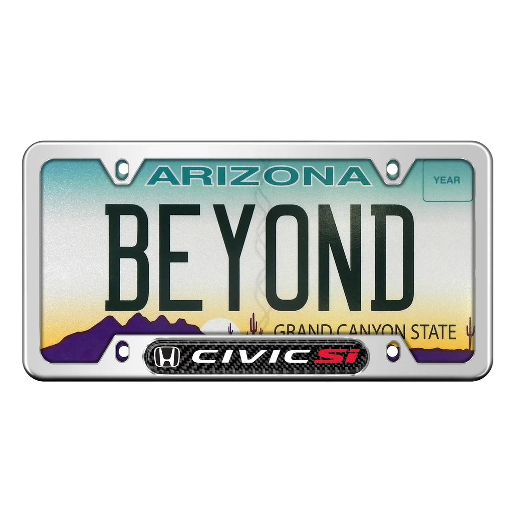 Honda Civic Si Real Carbon Fiber Nameplate Chrome Stainless Steel License Random Access Memory