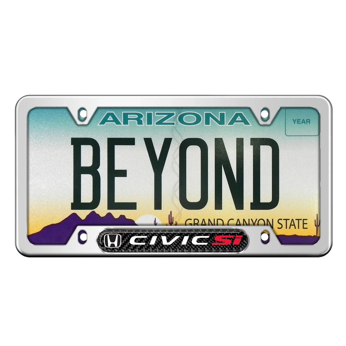 Honda Civic Si Real Carbon Fiber Nameplate Chrome Stainless Steel License Random Access Memory