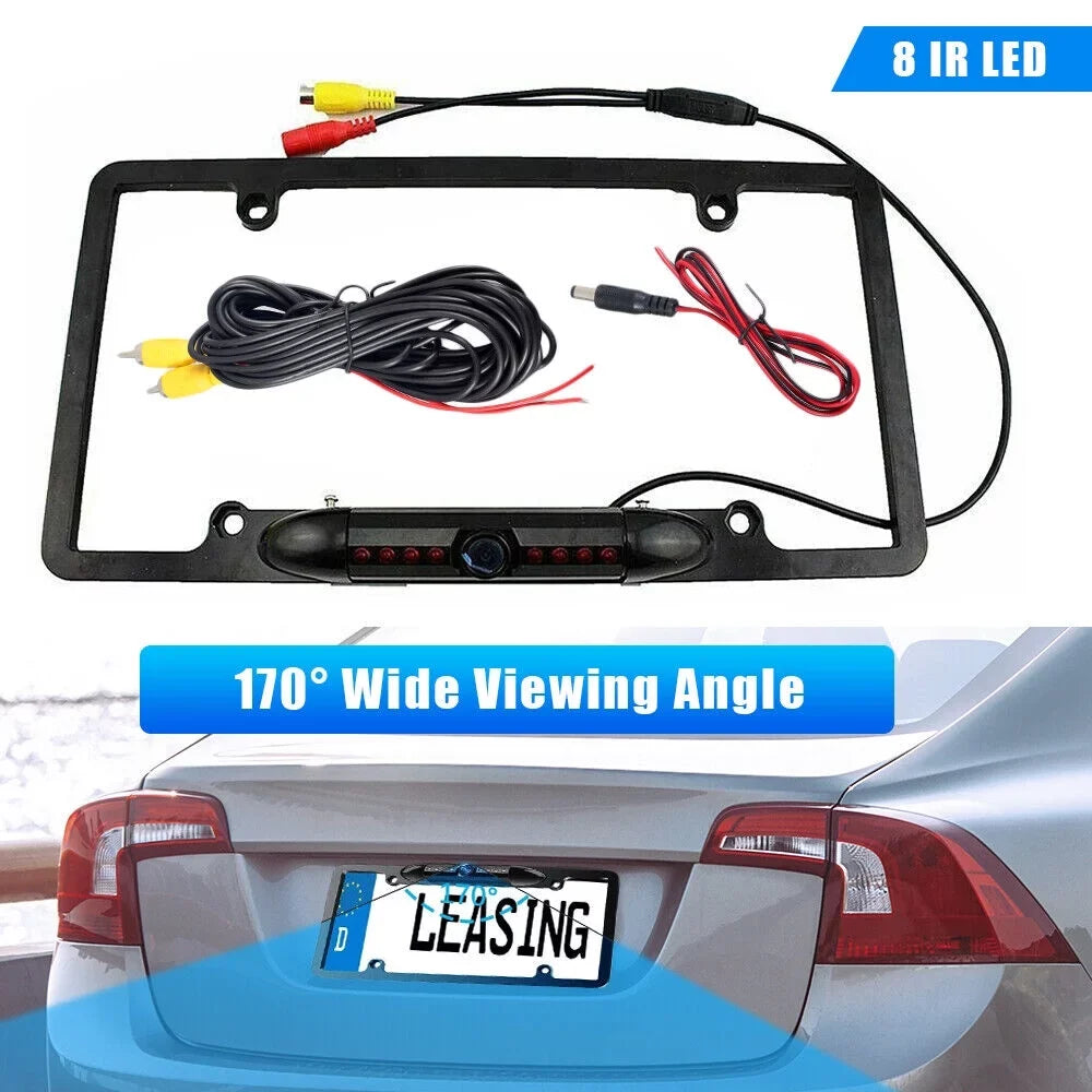 JahyElec HD Color CMOS Car License Plate Memory Mount Rear View Backup Camera 8 IR LED