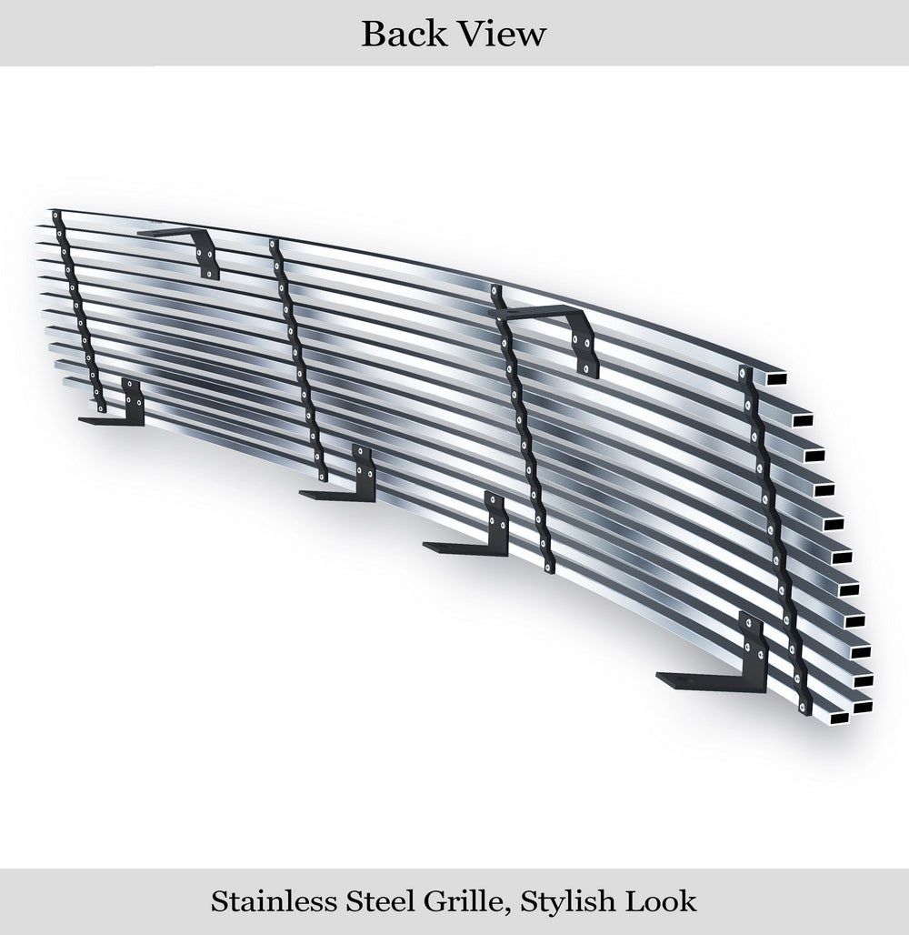APS Premium Stainless Steel Silver Horizontal Billet Grille Compatible with Toyota RAV4 2006-2008 Main Upper N19-C06468T