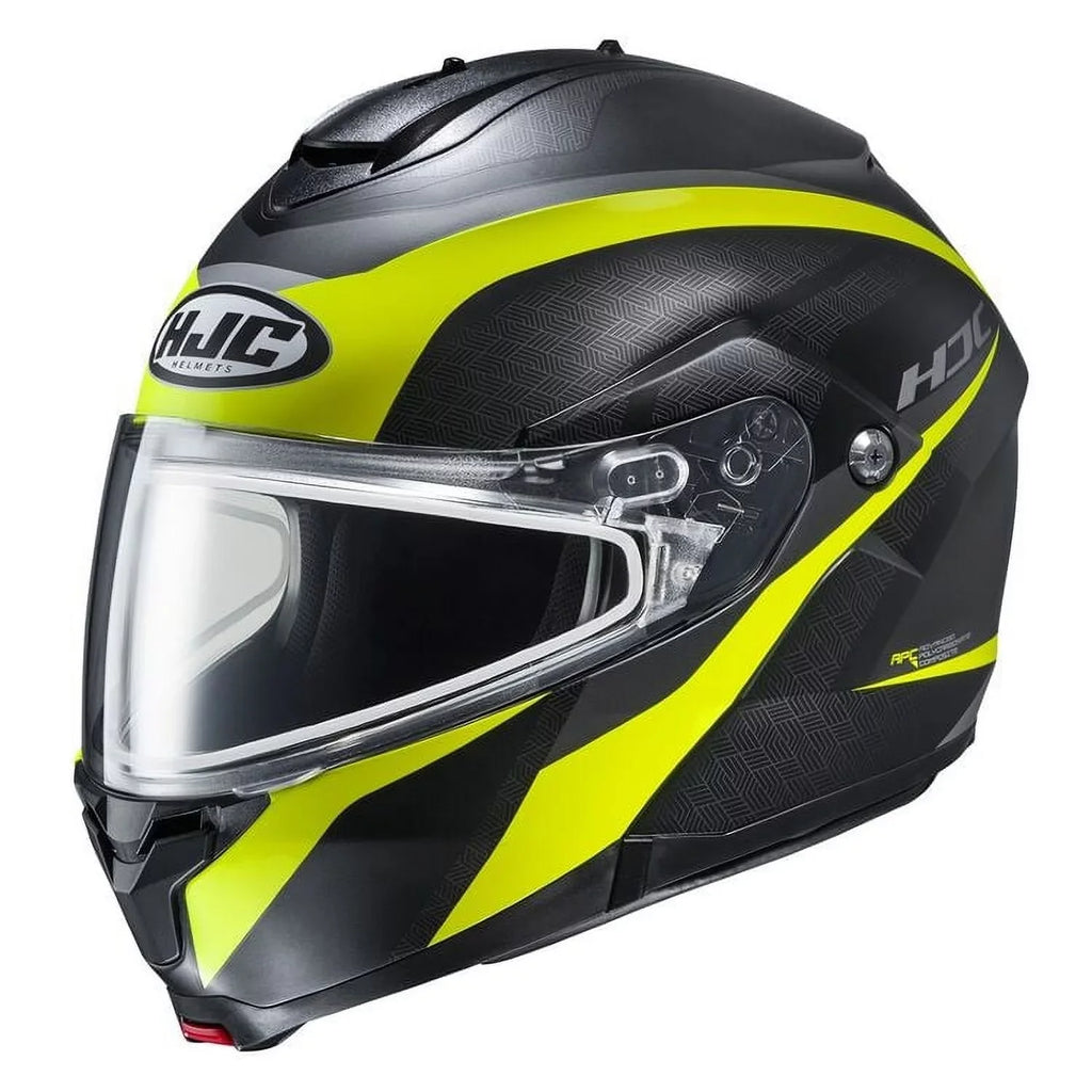 HJC C91 Taly snowmobile helmet with Lens Shield Semi-Flat Hi-Viz Yellow (MC-3HSF) (XXXX-Large, Black Semi-Flat Hi-V