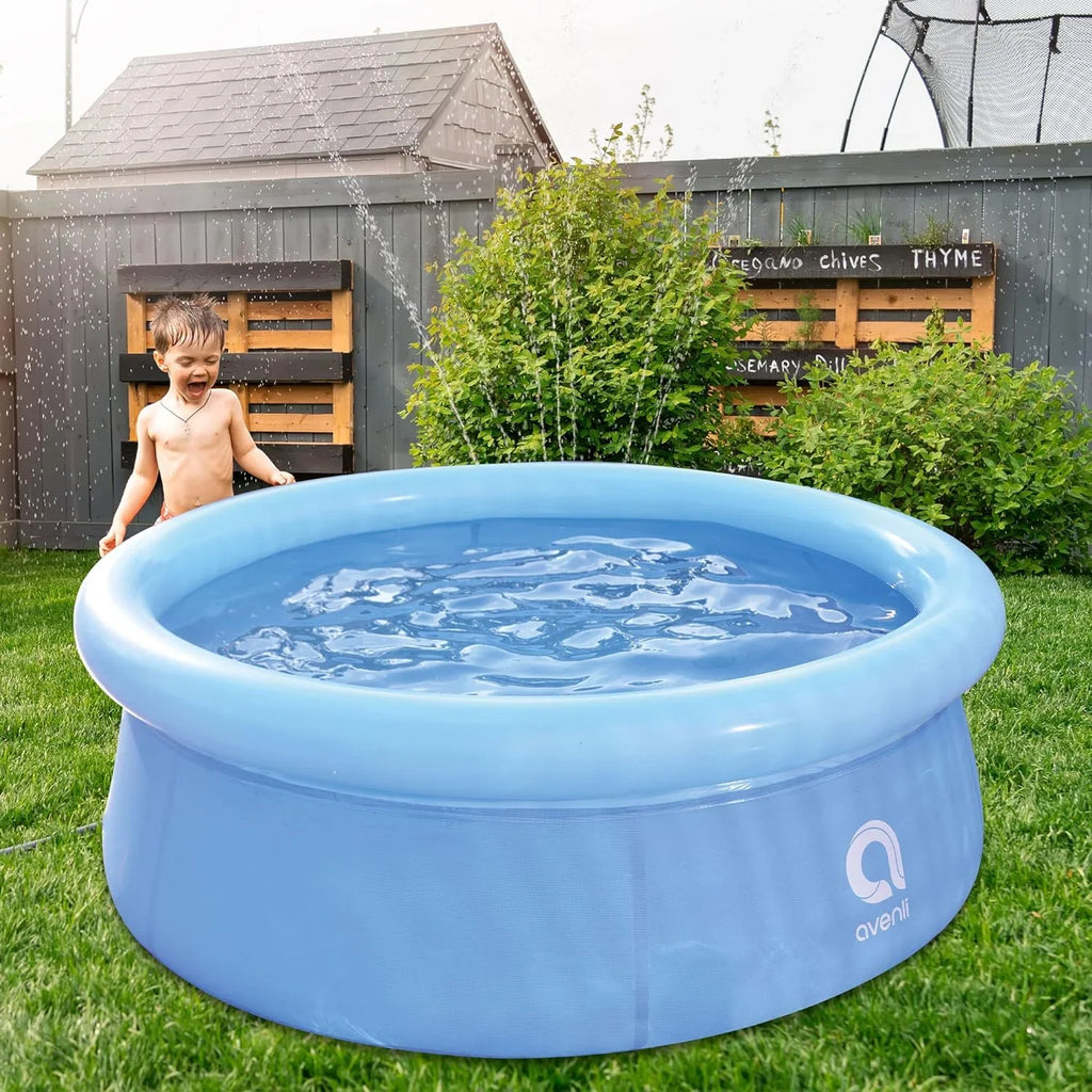 Avenli 12014 5.5 Foot X 20 Inch 1 To 2 Person Capacity Prompt Set Kids Above Ground Inflatable Outdoor Backyard Kiddie Swimming Pool, Blue
