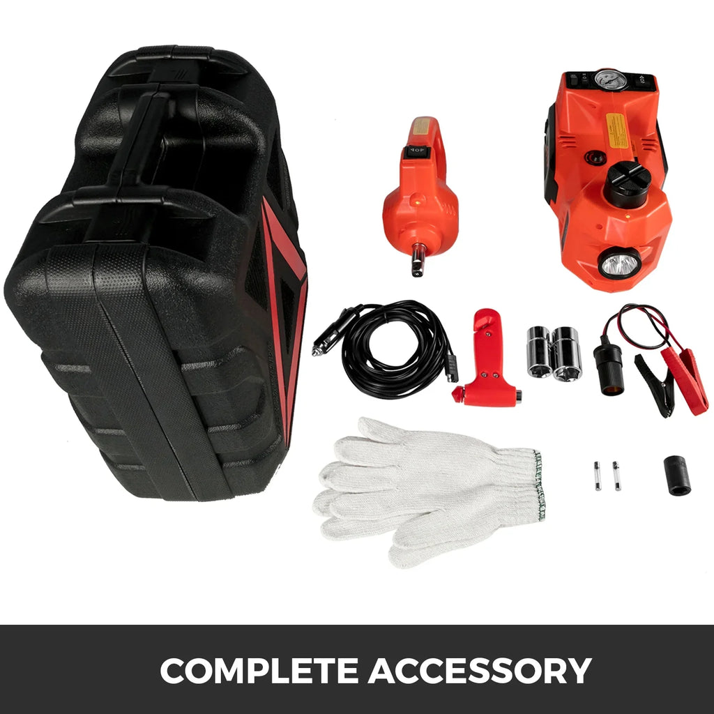BENTISM Electric Car Jack 5T 11023lb 12V DC Auto Jack Kit with Impact Wrench and LED Flashlight All in One for SUV MPV Repairing Portable Tool Case