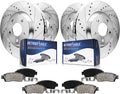 Detroit Axle - Brake Kit for 09-14 16-19 Nissan Maxima Drilled Slotted Brake Rotors Random Access Memory Brakes Pads 2009-2014 2016 2017 2018 2019 Front Rear Replacement: 12.56" Front 12.12" Rear Rotors