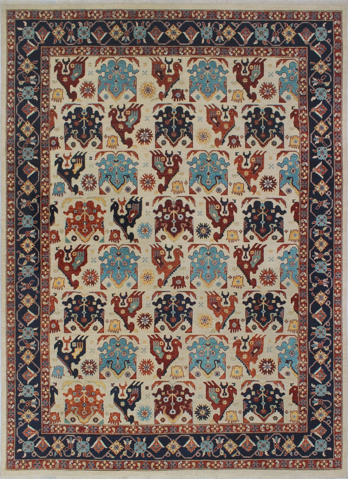 Aria Gormal Ivory/Blue Rug, 8'8" x 11'11"