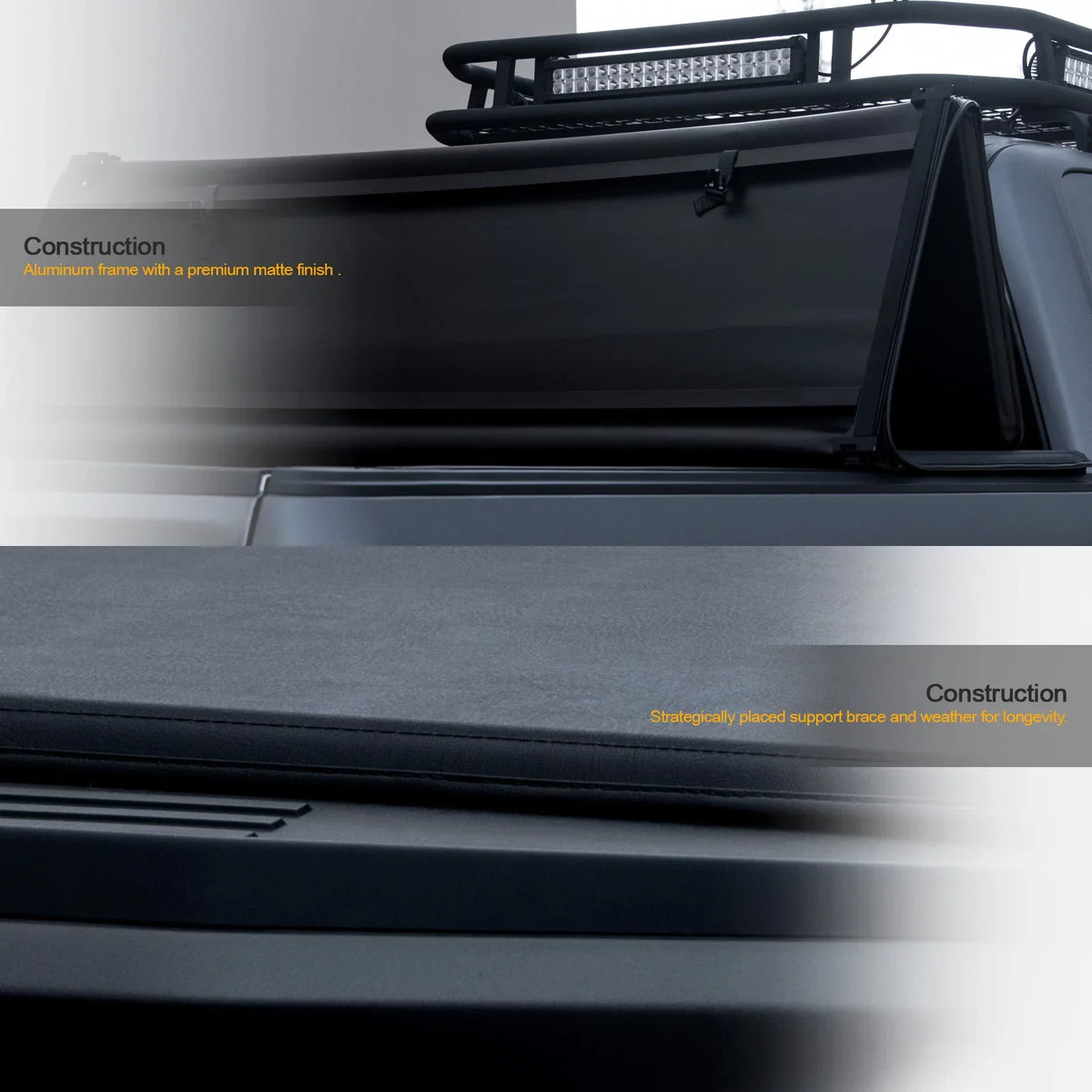 Stehlen 733469490432 Soft Tri-Fold Tonneau Cover with Truck Bed LED Lights For Memory 1500 2009-2018 / Classic 2019-2022 5.7 Feet ( 68.4" ) Short Bed