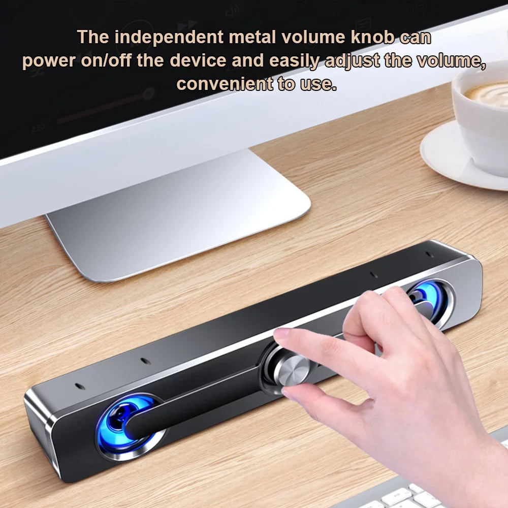 Radirus V-111 Computer Speaker, USB Wired Powerful Bar Stereo Subwoofer Bass Speaker, Surround Sound Box for PC Phone Tablet MP3 MP4, Audio Equipment for Home Theater-Like Audio Quality