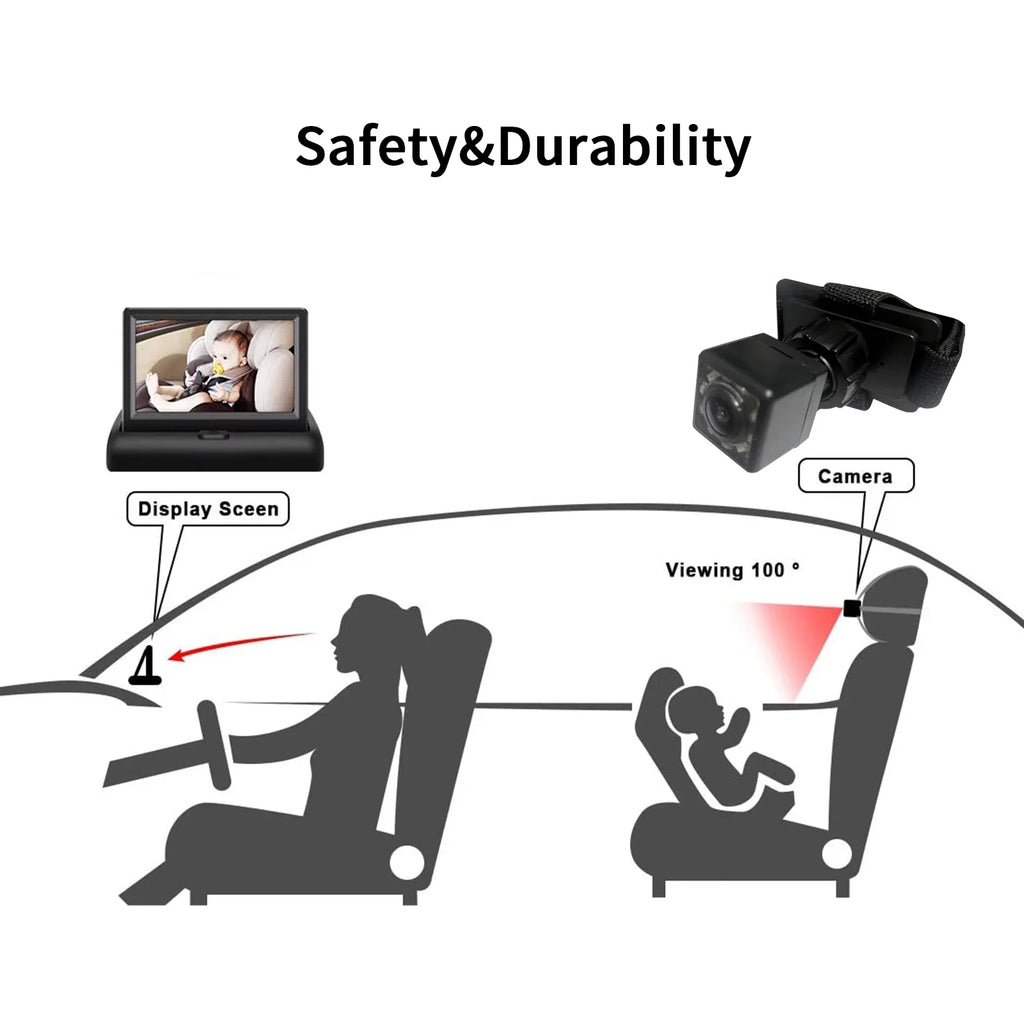 Docooler Car 4.3'' Car Monitor with Infrared Night Vision Plug and Play View Infant in Rear Facing Seat with Wide Crystal Clear View Easily to Observe The 's Every Move