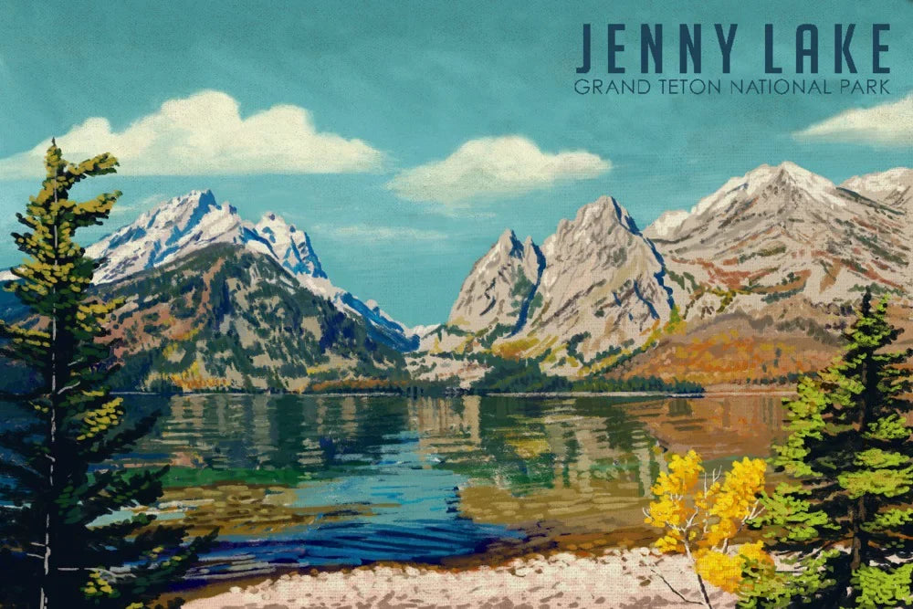 Grand Teton National Park, Wyoming, Jenny Lake, Oil Painting (19x27 inches, Premium 500 Piece Jigsaw Puzzle for Adults and Family, Made in USA)