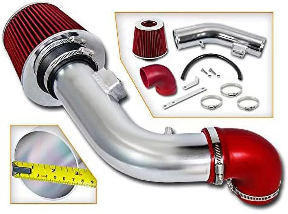 Rtunes Racing Short Random Access Memory Air Intake Kit + Filter Combo RED For 05-10 Chevy Cobalt/Chevy Cobalt SS 2.4L L4