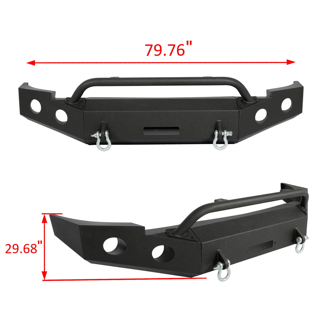 HECASA Front Bumper W/ D-Rings for 2007-2013 Chevy Silverado 1500 Push Bar 3-Piece Modular 2008 2009 2010 2011 2012 2013