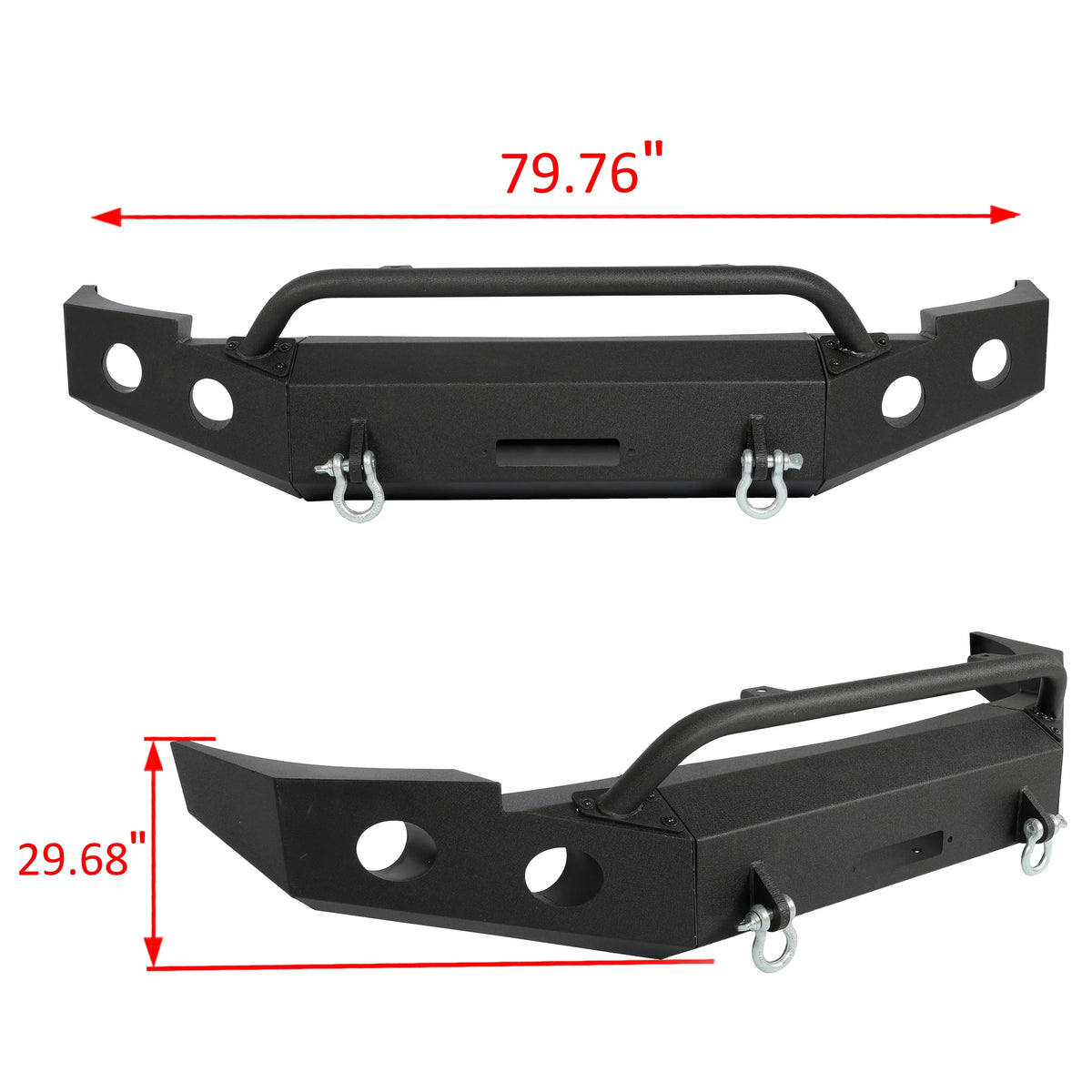 HECASA Front Bumper W/ D-Rings for 2007-2013 Chevy Silverado 1500 Push Bar 3-Piece Modular 2008 2009 2010 2011 2012 2013