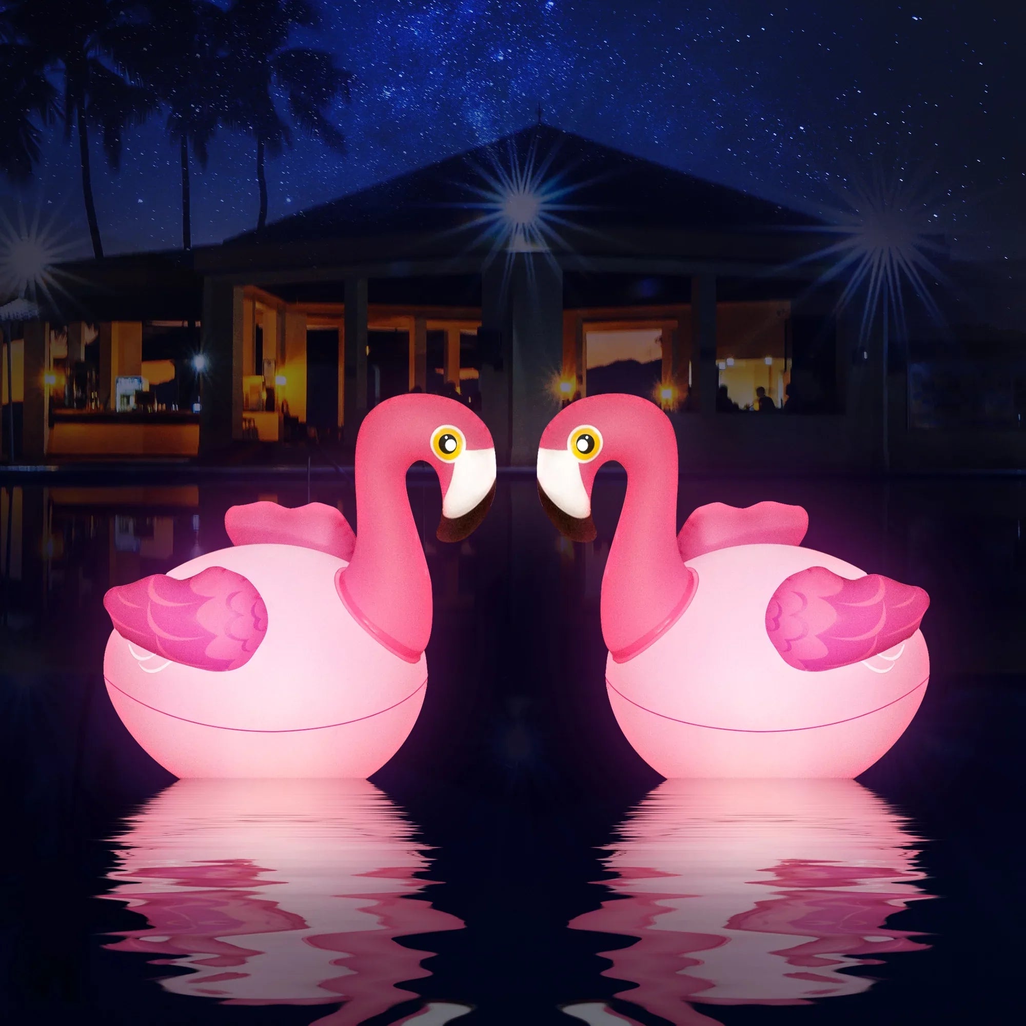 Floating Pool Lights 2PCS, Solar Flamingo Pool Lights for Inground Pools Waterproof, Glow in The Dark Light Up Swimming Pool Accessories, Solar Floating Lights for Pool Flamingo Party Decor