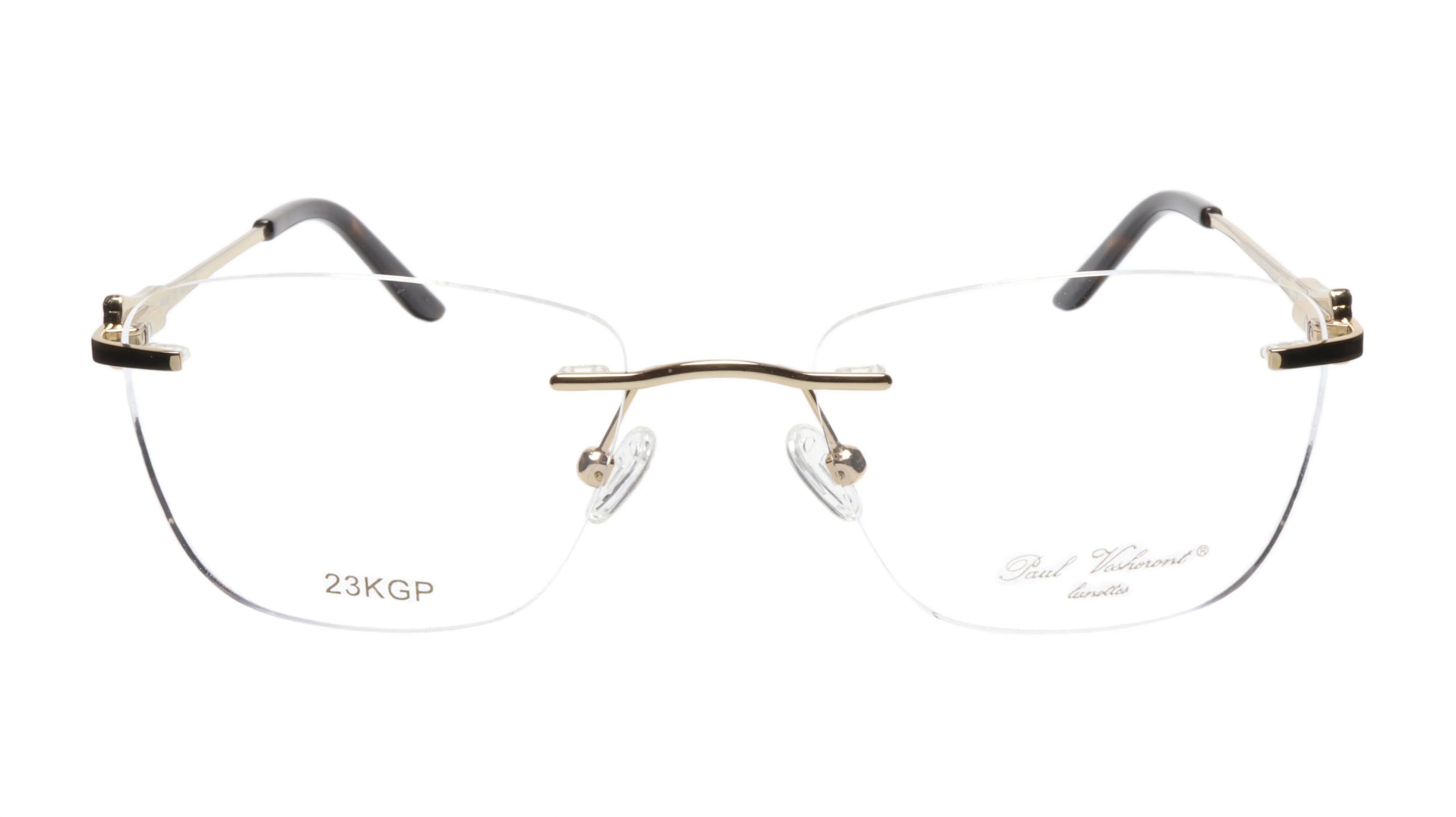 Paul Vosheront Tapered Square Gold & Black Acetate Optical Random Access Memory 52-18-135 37