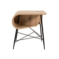 Modern Wooden Side Table with Curved Design and Metal Legs