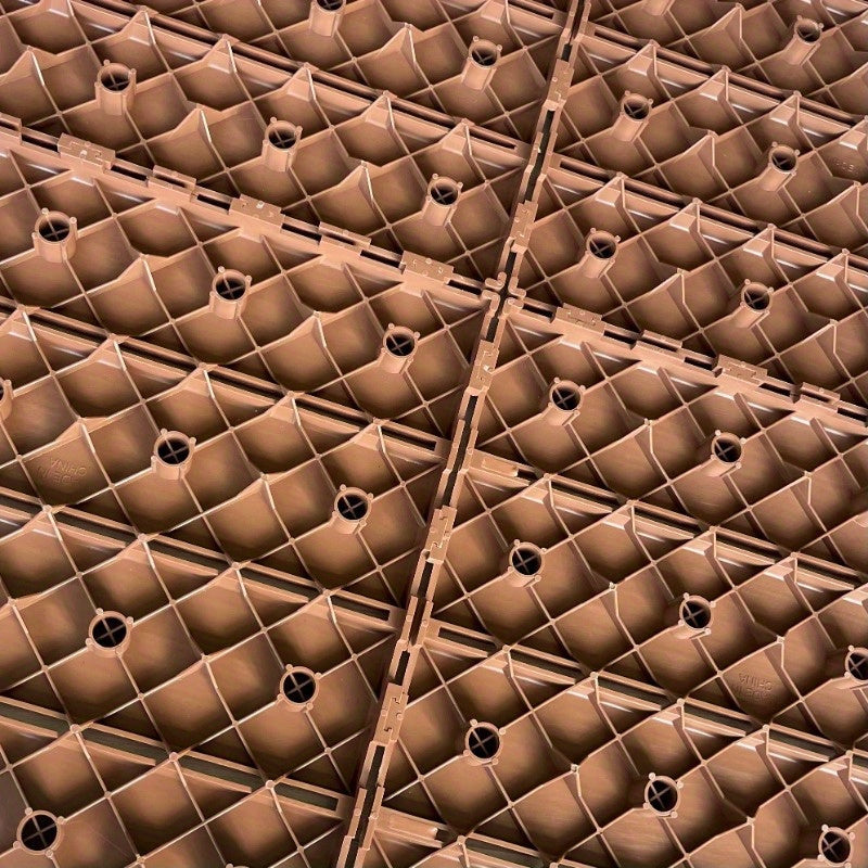 44 PCS Plastic Interlocking Deck Tiles-11.8"x11.8"Waterproof Outdoor Floor All Weather Use,Patio Floor Decking Tiles for Porch Poolside Balcony Backyard,Stripe Texture,Brown