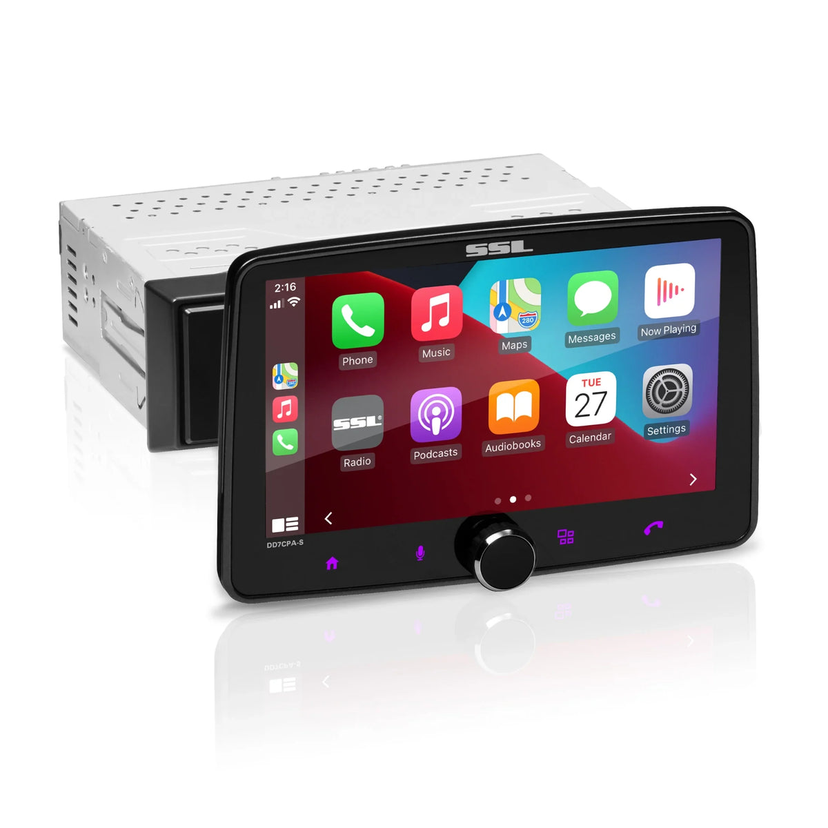 Sound Storm Laboratories DD7CPA-S Car Audio Stereo System - Apple CarPlay, Android Auto, Single Din with 7 Inch Panel Bluetooth Audio & Calling Head Unit, No CD Player, Radio Receiver