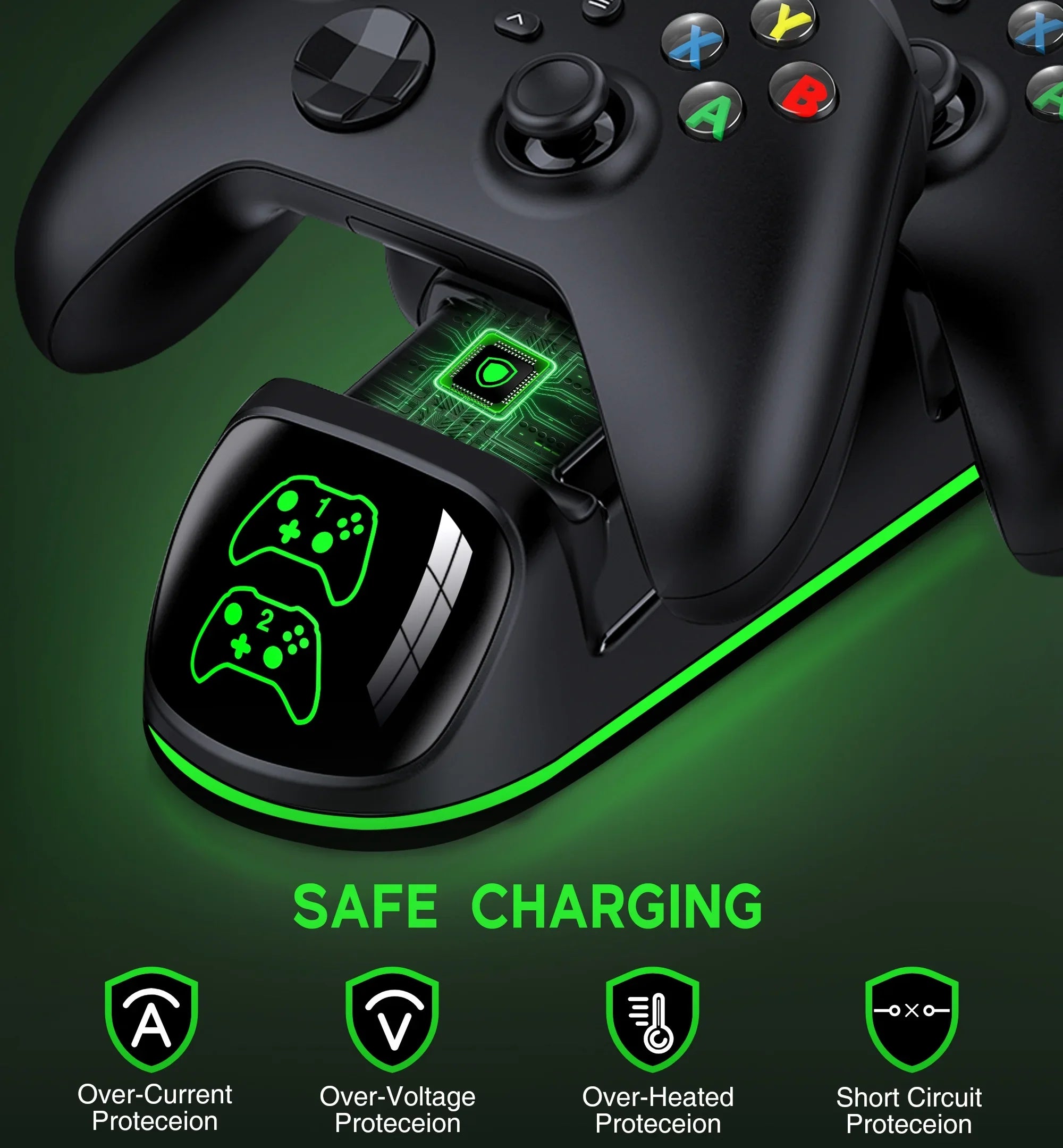 DinoFire Xbox Controller Charging Station with 2x4800mWh Rechargeable Cell Packs, Xbox Series X Controller Charger for Xbox Series X|S/Xbox one/Elite