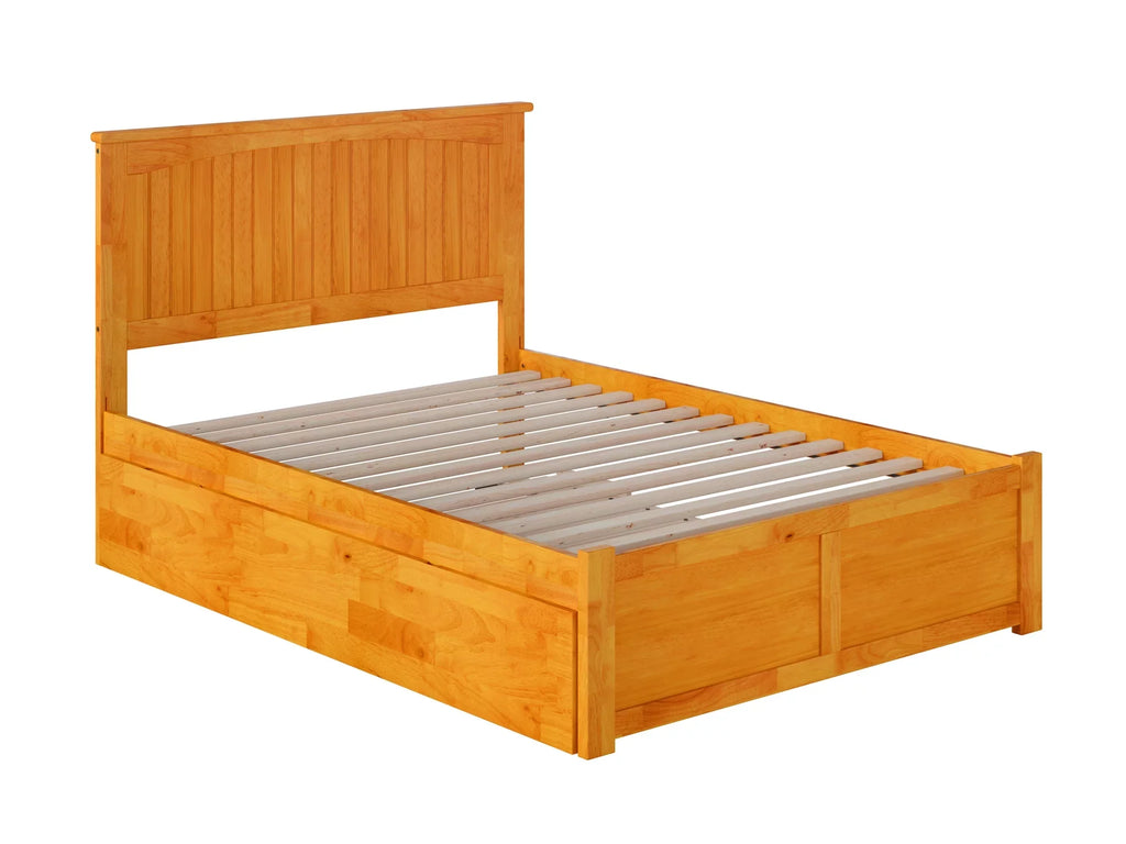 AFI Nantucket Full Size Platform Bed with Panel Footboard and Full Size Trundle in Memory Latte
