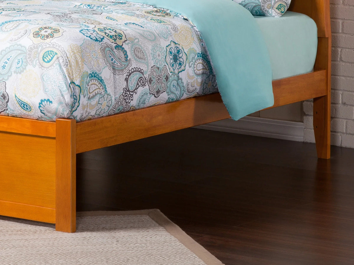 AFI Nantucket Full Size Platform Bed with Panel Footboard and Full Size Trundle in Memory Latte