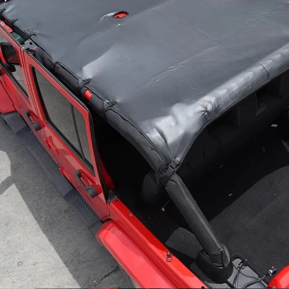 Paddsun For Jeep Wrangler JK JKU 07-2018 Waterproof Leather Sunshade Top Roof Cover