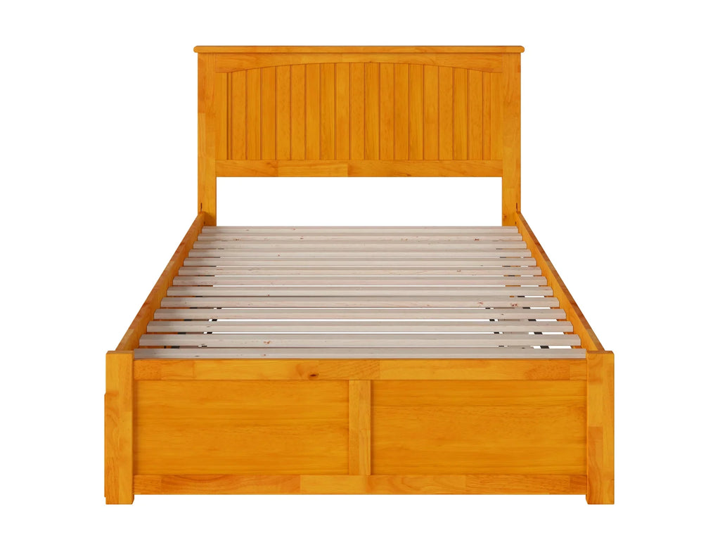 AFI Nantucket Full Size Platform Bed with Panel Footboard and Full Size Trundle in Memory Latte