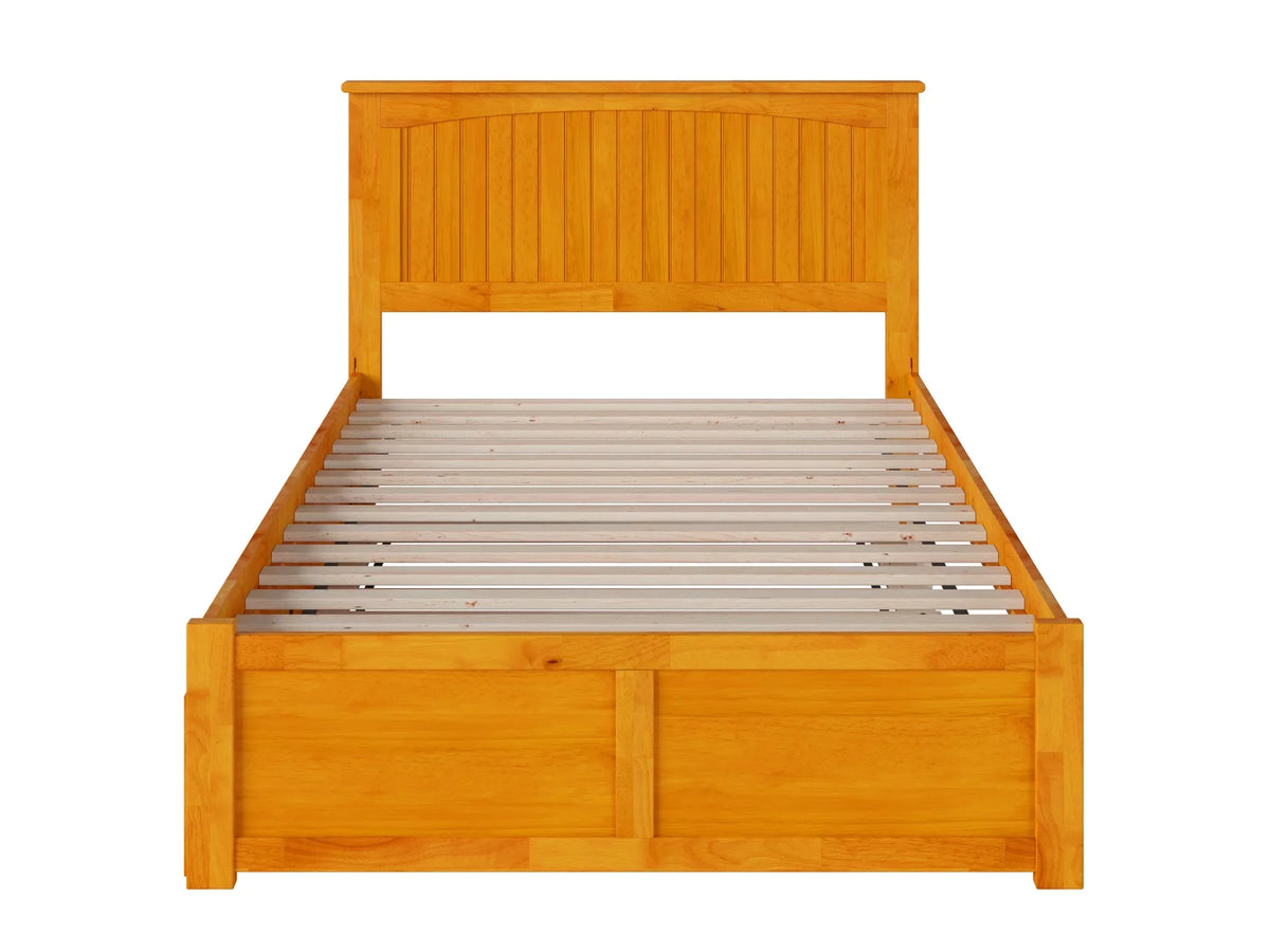 AFI Nantucket Full Size Platform Bed with Panel Footboard and Full Size Trundle in Memory Latte