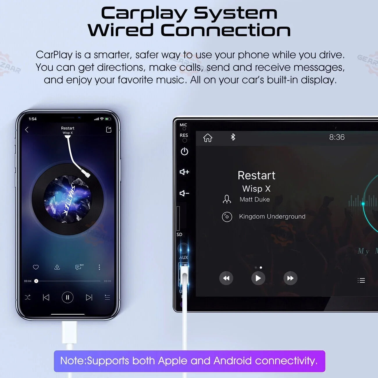 Double 2Din 7" Car Stereo Android/Apple Carplay Radio Touch Panel Player + 12LED Camera
