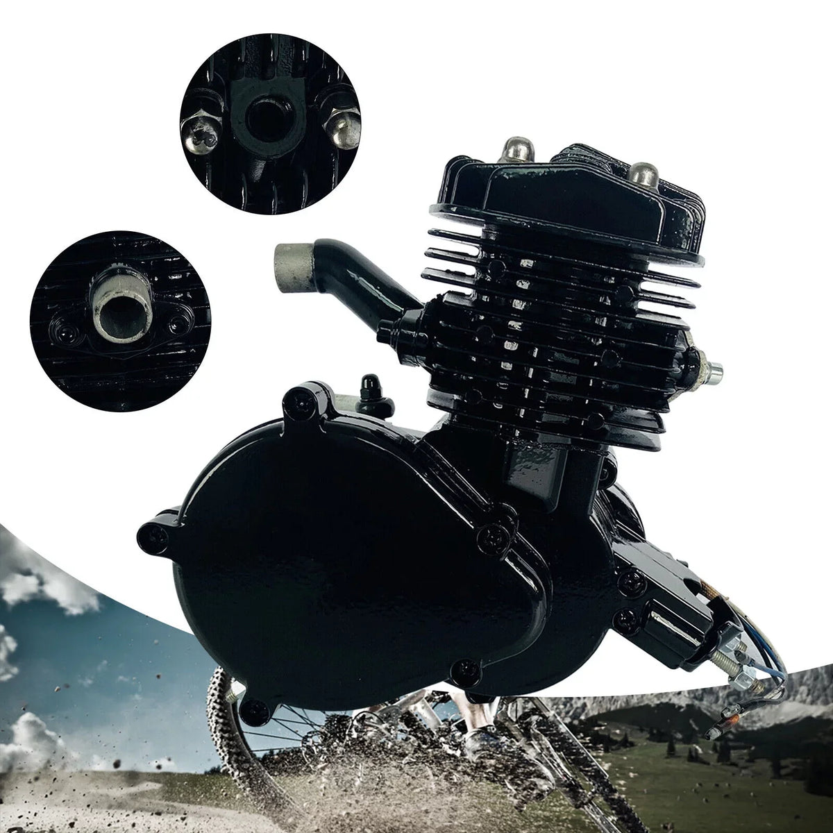Miumaeov 80cc 2-Stroke Full Assembled Motorized Bike Bicycle Motor Petrol Gas Engine Single Cylinder Air-Cooled Black