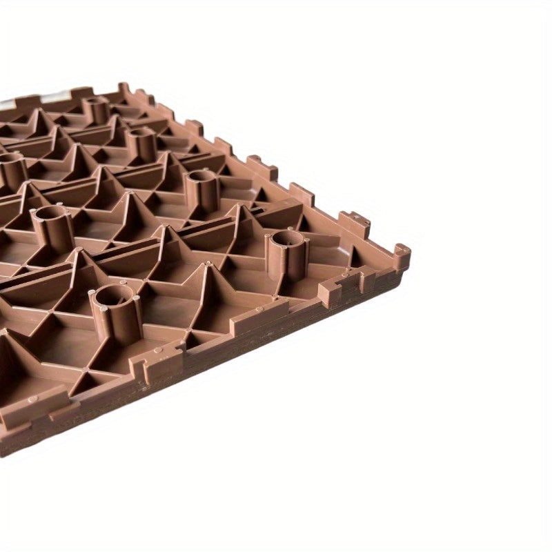 44 PCS Plastic Interlocking Deck Tiles-11.8"x11.8"Waterproof Outdoor Floor All Weather Use,Patio Floor Decking Tiles for Porch Poolside Balcony Backyard,Stripe Texture,Brown