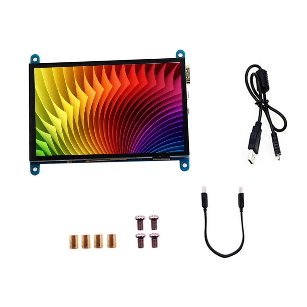 walmeck 5 Inch Capacitive Display Display 800*480 Resolution Small Portable with USB Interface Compatible with Raspberry Pi Educational Tool