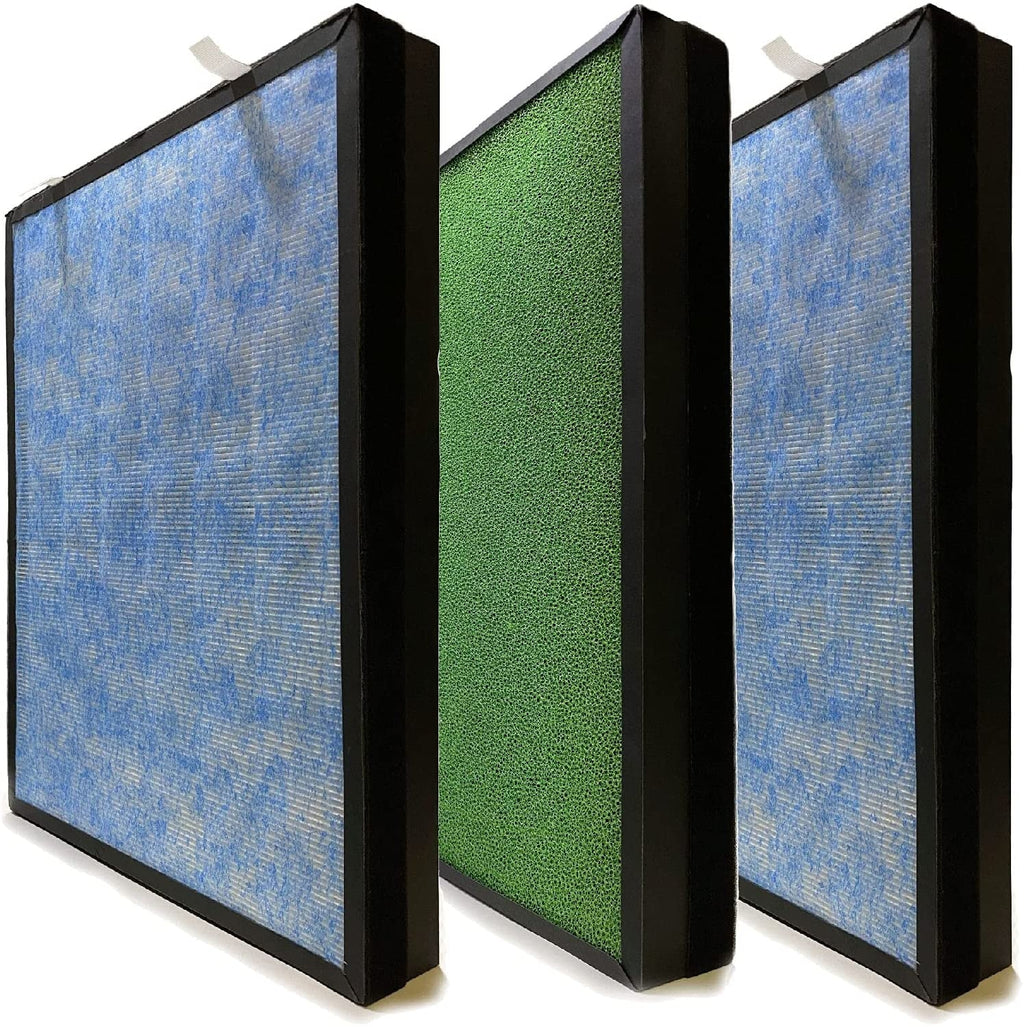 Nispira 4-in-1 True HEPA Activated Carbon Replacement Filter Compatible with HSP002 Smart 2.0 Air Purifier, 3 Packs