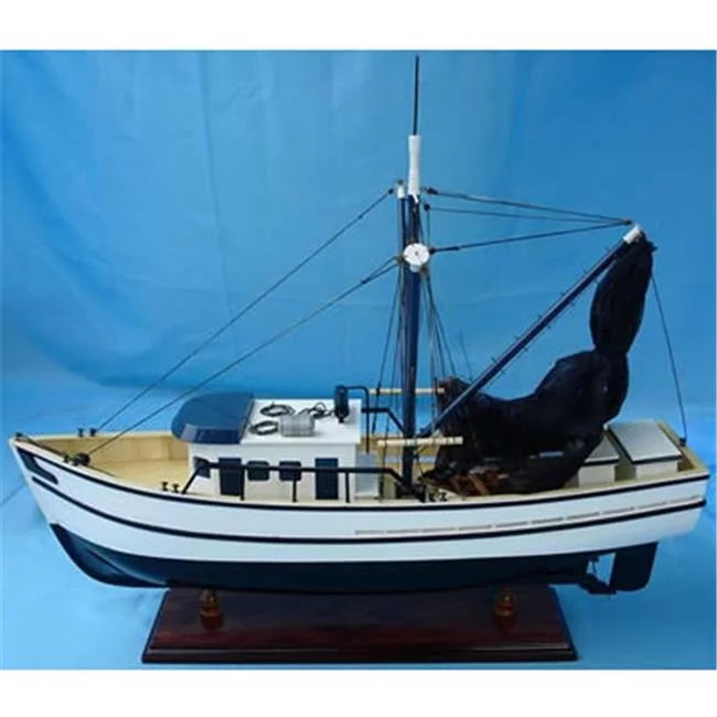 Old Modern Handicrafts Shrimp Boat Model Boat - Natural Wood 25in. x 19in. x 5in.