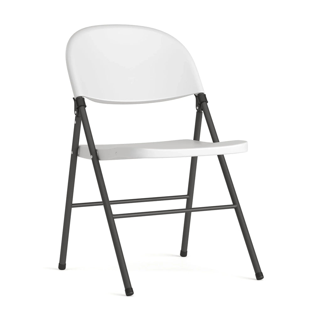 Flash Furniture HERCULES Series 330 lb. Capacity Granite White Plastic Folding Chair with Charcoal Memory