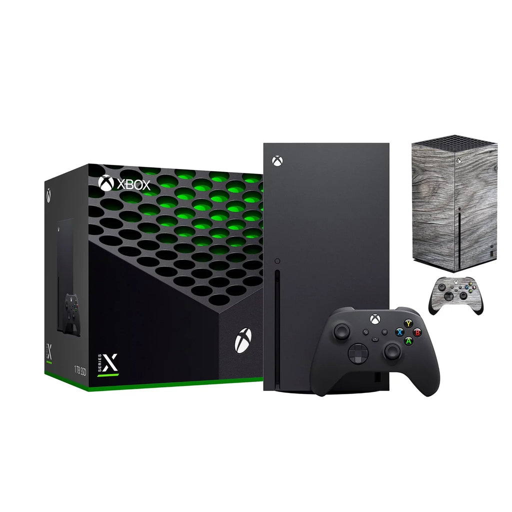 2021 Latest Xbox Gaming Console Black 1TB Flash Storage Bundle with Wireless Controller and Mytrix Technology Full Body Customized Skin Wooden Ash Gray