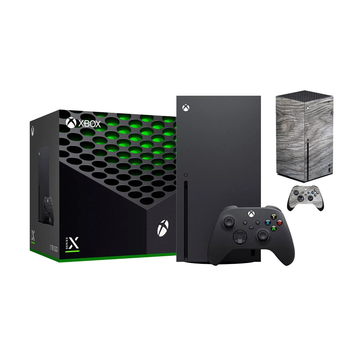 2021 Latest Xbox Gaming Console Black 1TB Flash Storage Bundle with Wireless Controller and Mytrix Technology Full Body Customized Skin Wooden Ash Gray