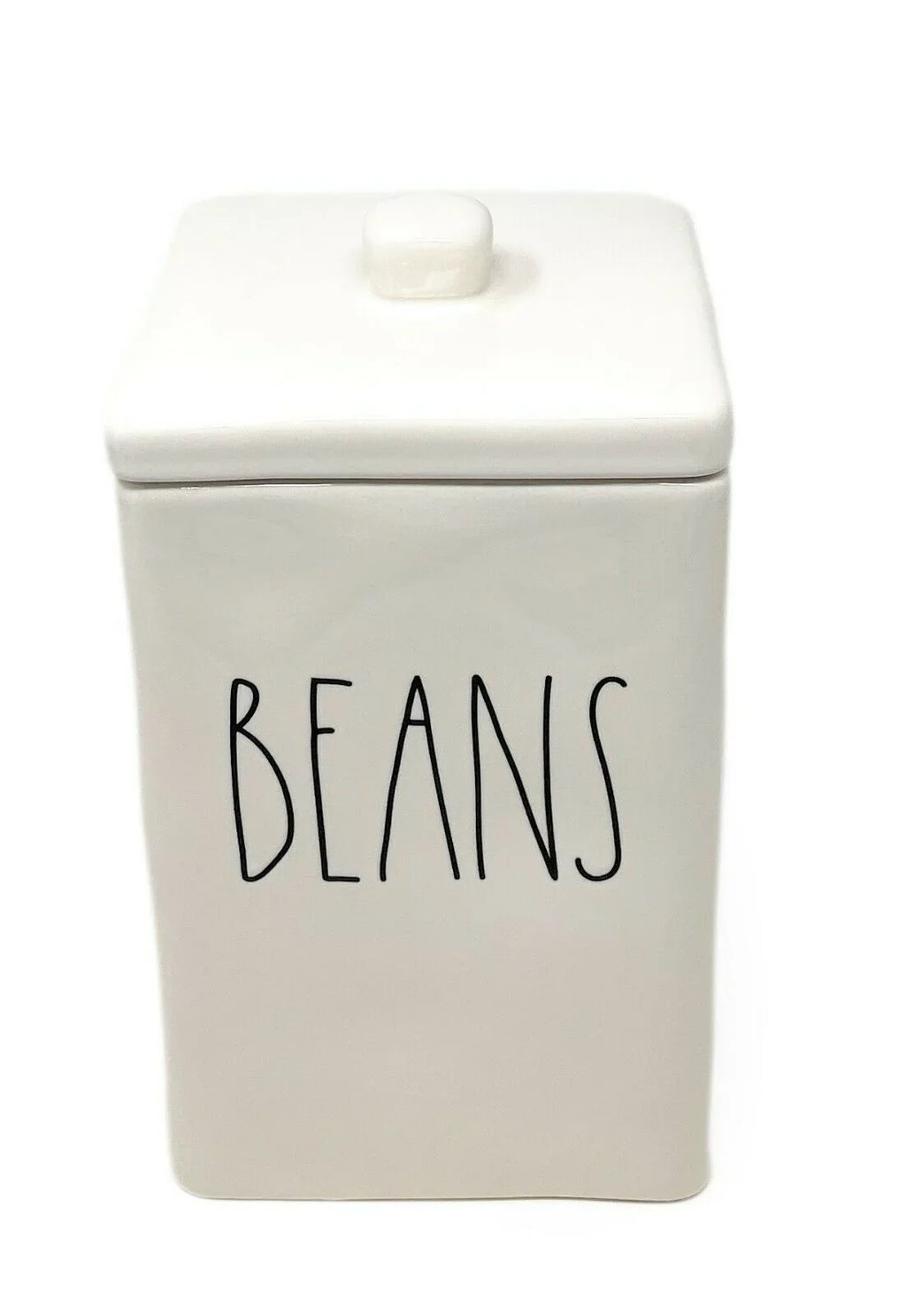 Rae Dunn by Magenta BEANS LL Letter Storage Square Canister with Lid