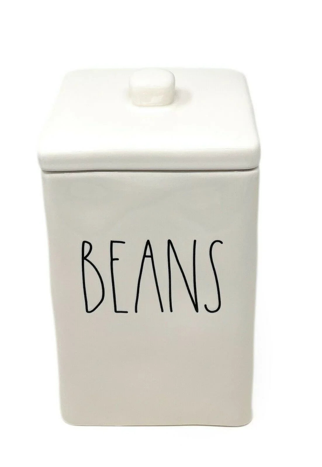 Rae Dunn by Magenta BEANS LL Letter Storage Square Canister with Lid
