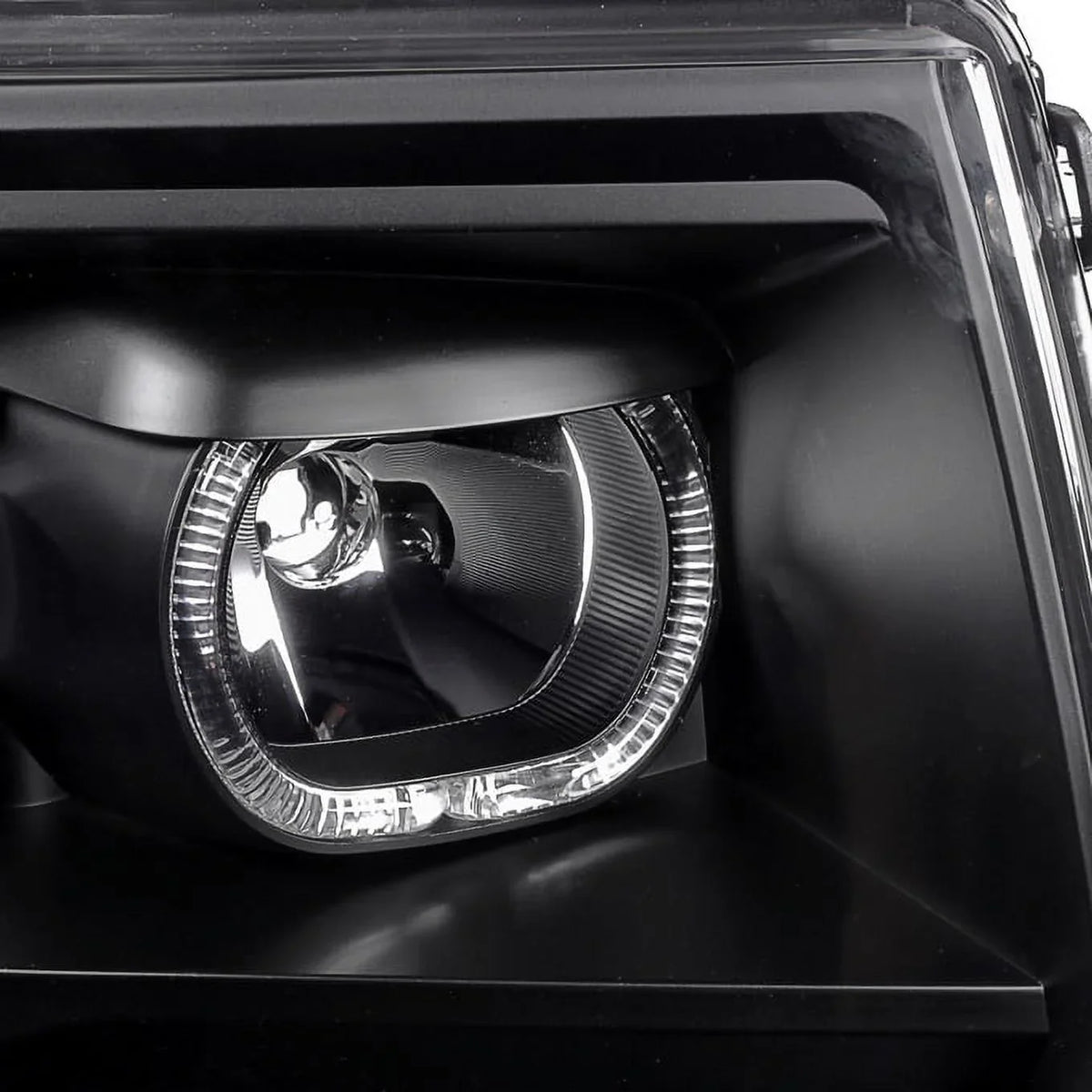 AKKON - For [ LED Halo Ring] 09-14 F150 F-150 Pickup Truck Black Projector Headlights + LED Tail light Set