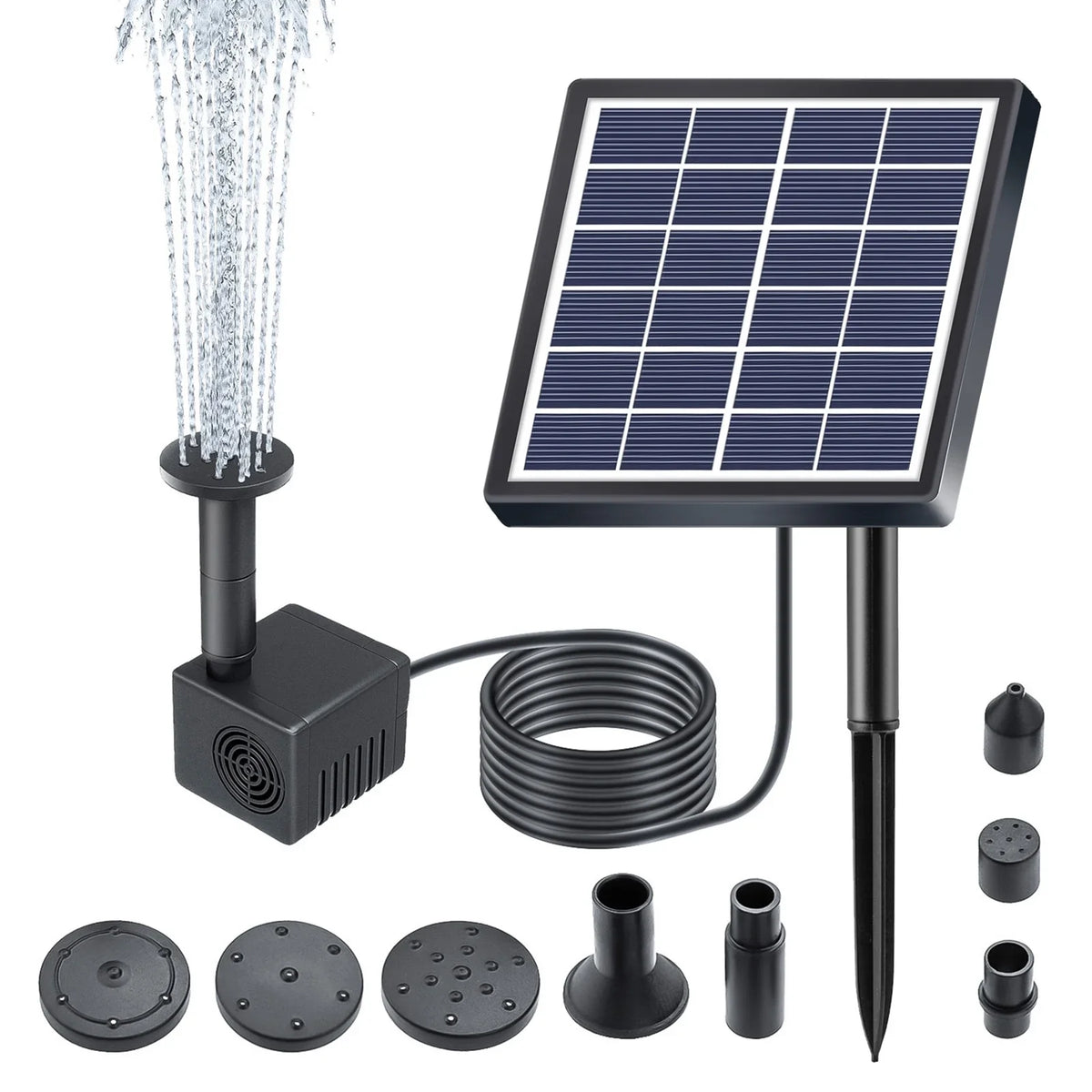 Fountain,And Stakes Solar Rate Submersible Water With 8 Nozzles Pump With 8 Powered Pond Pump 160l/h Rate Nozzles 9.84ft Water Pond/pool/fish Stakes Solar Powered 1.5w Pond Pond Dsfen