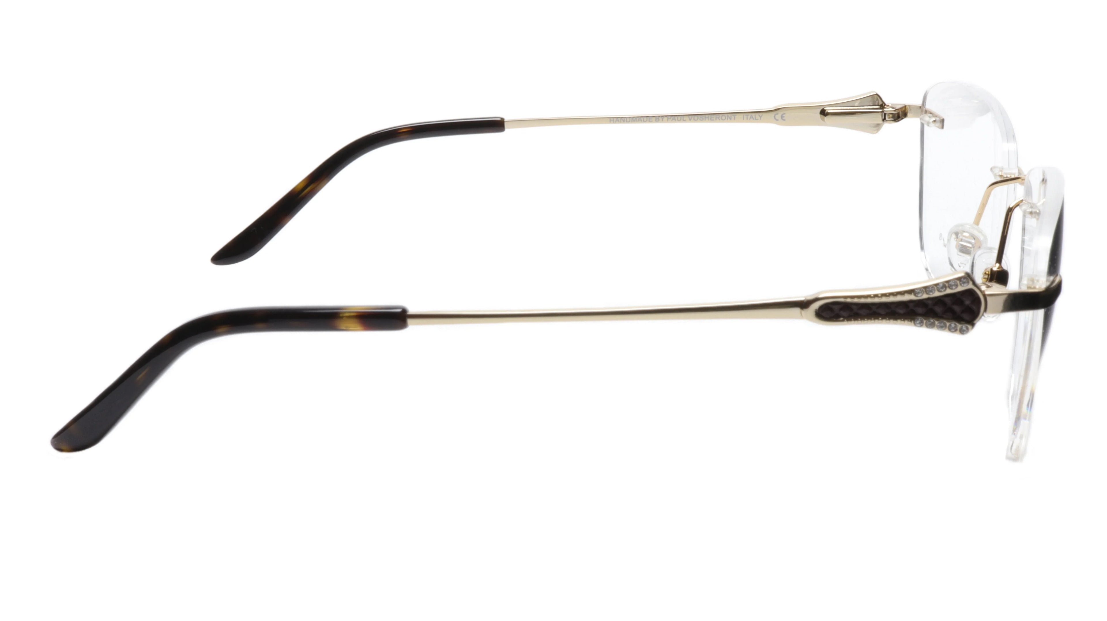 Paul Vosheront Tapered Square Gold & Black Acetate Optical Random Access Memory 52-18-135 37