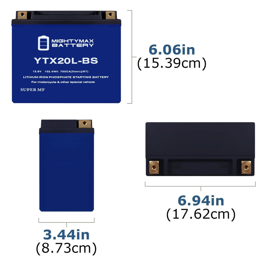 YTX20L-BS Lithium Replacement Cell compatible with Kawasaki Jet Ski JT900 STS, STX 97 - 05