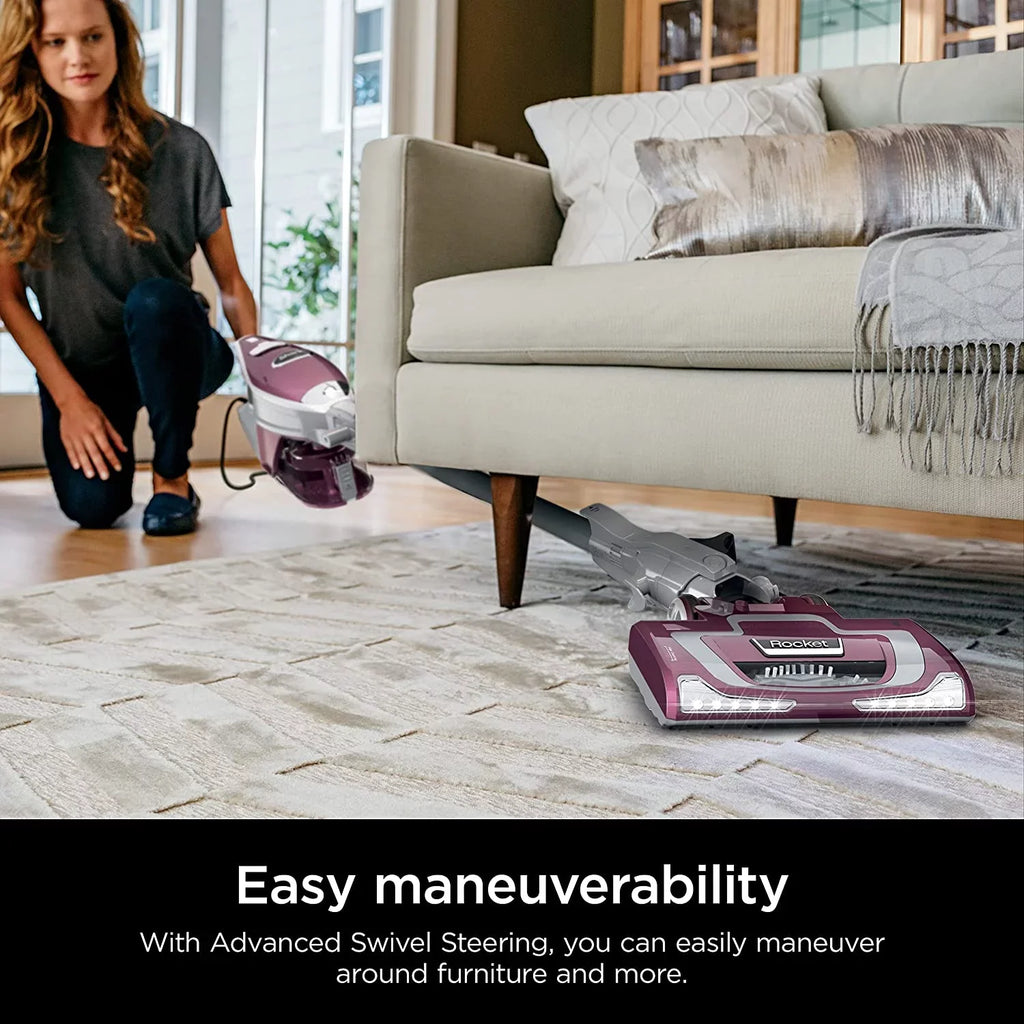 HV322 Rocket Pet Plus Corded Stick Vacuum with LED Headlights, XL Dust Cup, Lightweight, Perfect for Pet Hair Pickup, Converts to a Hand Vacuum, with (2) Pet Attachments, Bordeaux/Silver