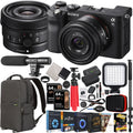 Sony a7C Mirrorless Full Random Access Memory Camera Body with Sony FE 24mm F2.8 G Compact Lens SEL24F28G Black ILCE7C/B Bundle with Deco Gear Photography Backpack Case + Microphone + LED + Monopod and Accessories