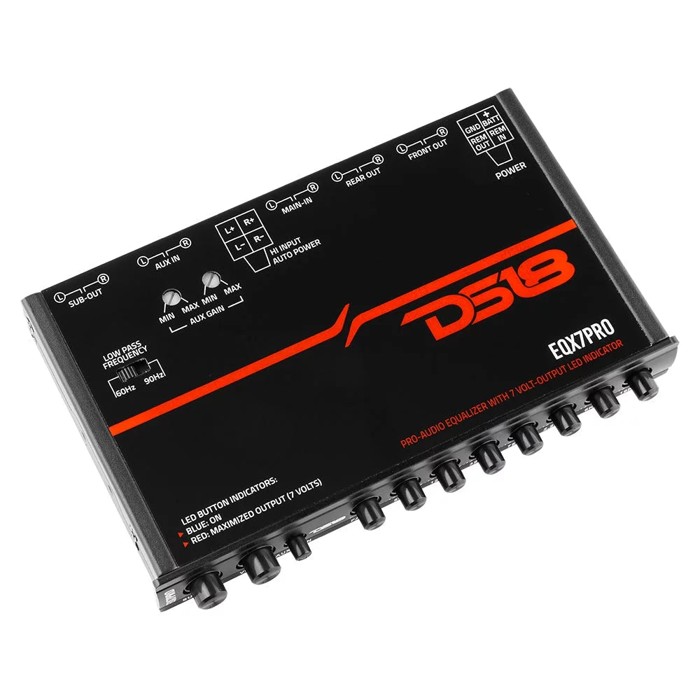 DS18 7 Band Pro Car Audio Graphic Equalizer Passive Subwoofer Crossover EQX7PRO