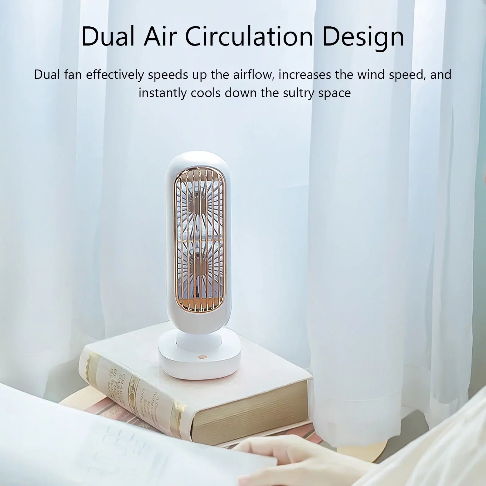 Anself Small Desk Tower Fan 3 Speed Portable USB Mini Cooling Tower Fan Air Circulation Standing Fan for Home Office Desktop Bedroom