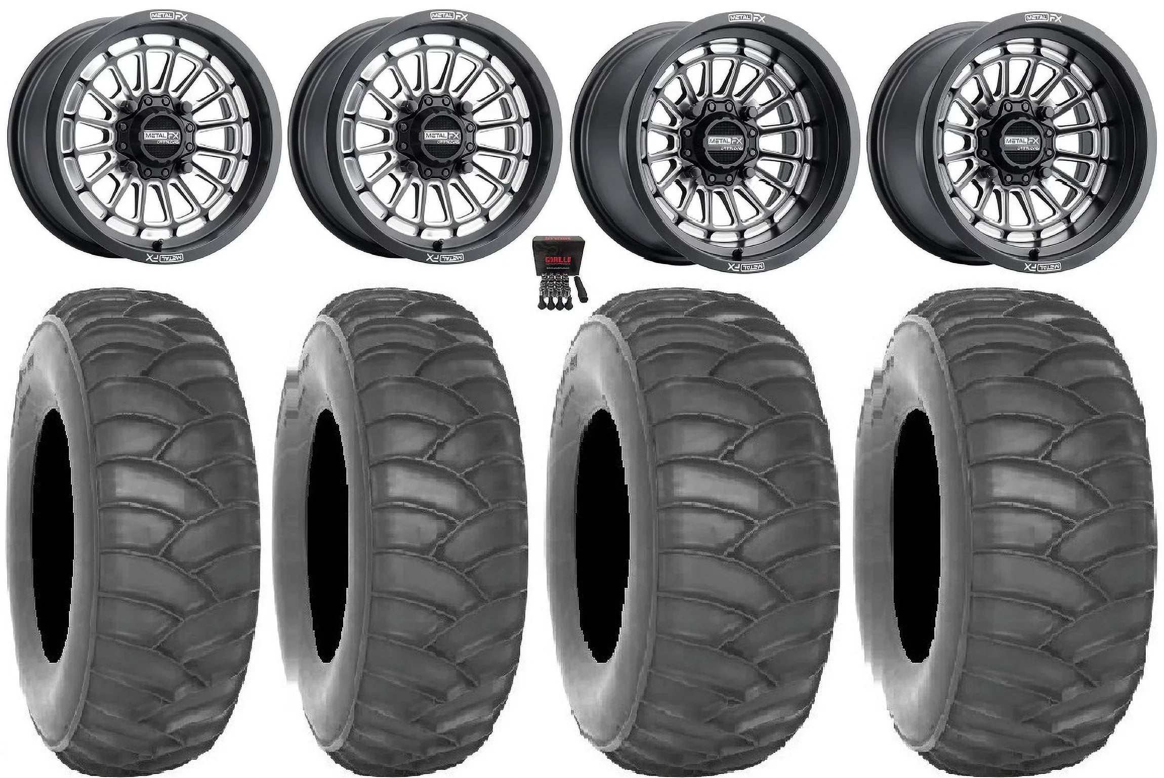 MetalFX Delta CC 15x7/15x10 Wheels Bk 33" SS360/HP Tires Can-Am Maverick X3 / Honda Pioneer 1000 / Talon
